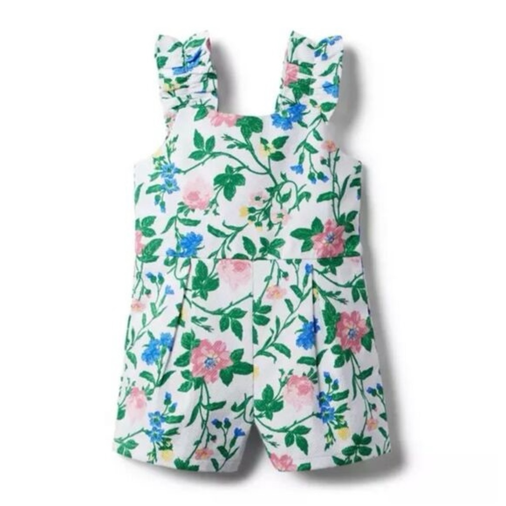 janie and jack floral pique romper and visor matching set